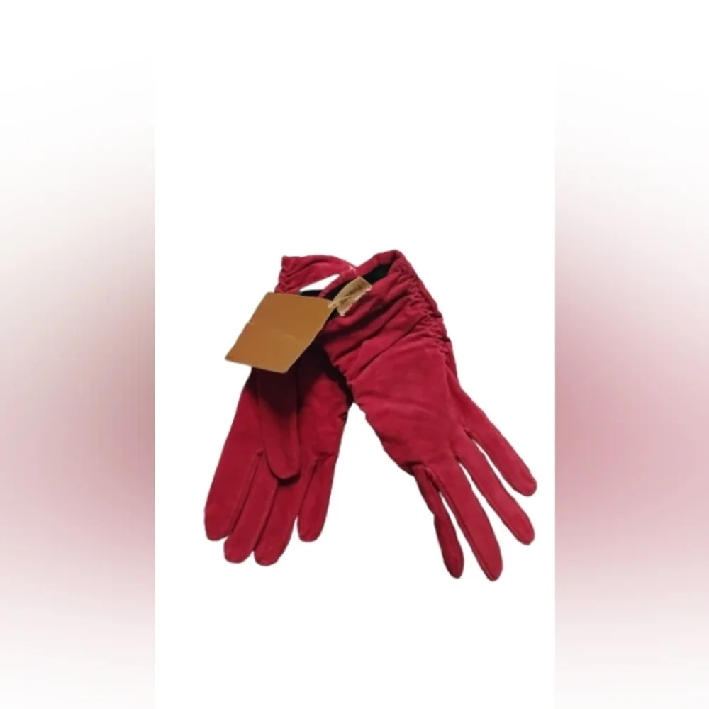 Vintage 2000s Fownes Red Suede Leather Fleece Lined Gloves OS